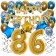 Dekorations-Set mit Ballons zum 86. Geburtstag, Happy Birthday Chrome Blue & Gold, 34 Teile