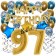 Dekorations-Set mit Ballons zum 97. Geburtstag, Happy Birthday Chrome Blue & Gold, 34 Teile