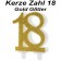 Kerze Gold Glitter, Zahl 18