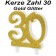 Kerze Gold Glitter, Zahl 30