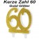 Kerze Gold Glitter, Zahl 60