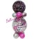 Herzlichen Glückwunsch Geschenkballon zum Geburtstag in Pink, Schwarz und Silber