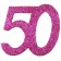 Zahlendekoration Glitter-Konfetti, Zahl 50, Pink