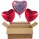 Glückwünsche zur Hochzeit, 3 Helium-Luftballons in Herzform, 2 rote Herzballons, 1 Herzballon mit Glückwünschen
