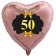Herzballon aus Folie, 50 mit goldenen Schleifen, roségold, mit Ballongas Helium, Dekoration Goldene Hochzeit