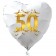 Weißer Herzballon aus Folie, 50 mit Schleifen in Gold, inklusive Ballongas Helium, Dekoration Goldene Hochzeit