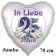 In Liebe 25 Jahre. 70 cm großer Herzluftballon mit Helium zur Silbernen Hochzeit