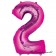 Zahlendekoration Zahl 2, Pink, zwei, Großer Luftballon aus Folie, 1 Meter hoch, Folienballon Dekozahl