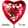 Großer Herzluftballon in Rot " Du bist mein größter Schatz!" mit weißen Herzen