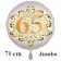 Großer Zahl 65 Luftballon aus Folie zum 65. Geburtstag, 71 cm, Weiß/Gold, heliumgefüllt