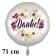 Danke. Rundluftballon aus Folie, satin-weiß-flowers, 71 cm