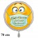 Gute Besserung in 4 Sprachen Smiley mit Mundschutz, runder Luftballon, 70 cm, ohne Helium