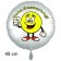 Gute Besserung, weißer Luftballon aus Folie mit Ballongas, Emoticon - Thumps up