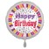 Luftballon aus Folie, weiß, rund, 45 cm, zum Geburtstag, Happy Birthday
