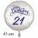 Luftballon zum 21. Geburtstag, Happy Birthday - Konfetti