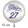 Luftballon zum 27. Geburtstag, Happy Birthday - Konfetti