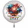 Rundluftballon in weiss aus Folie zu Silvester und Neujahr, Happy New Year, Silvesterdeko