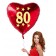 Helium-Herzluftballon, Rot, zum 80. Geburtstag