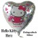Hello Litty Luftballons, Herzballon silber, holografisch