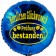 Herzlichen Glückwunsch! Prüfung bestanden! Blauer Luftballon aus Folie mit Helium Ballongas
