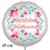 Herzlichen Glückwunsch. Rundluftballon aus Folie, satin-weiß-flowers, 45 cm