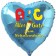 Herzluftballon in Türkis: Alles Gute zum Schulanfang, ABC