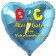 Herzluftballon in Türkis: Alles Gute zum Schulanfang, ABC
