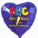 Herzluftballon in Blau: Alles Gute zum Schulanfang, ABC