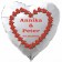 Luftballon zur Hochzeit, Herzballon aus Folie inklusive Helium mit den Namen von Braut und Bräutigam und Datum des Hochzeitstages, weiß mit Herz aus roten Rosen