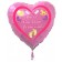 Herzluftballon Rosa aus Folie mit Helium zu Geburt und Taufe, Baby Party: Hurra! Eine kleine Prinzessin!
