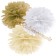 Schwerelose Pompoms aus zartem Seidenpapier, zwei Größen, weiß-creme-gold
