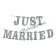 Glitzerndes Just Married Banner in Silber