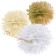 Schwerelose Pompoms aus zartem Seidenpapier, zwei Größen, weiß-gold