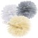 Schwerelose Pompoms aus zartem Seidenpapier, zwei Größen, weiß, silber, creme