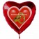 Hochzeitsballon, Luftballon zur Hochzeit, roter Herzballon mit Trauringen, Herzliche Glückwünsche