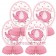 Honigwaben Tischdeko zu Babyparty und Geburt eines Maedchens Baby Shower rosa, 4 Stueck