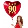 Helium-Herzluftballon, Rot, zum 90. Geburtstag
