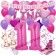 Personalisiertes Dekorations-Set mit Ballons zum 11. Geburtstag, Happy Birthday Pink, 38 Teile