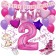 Personalisiertes Dekorations-Set mit Ballons zum 2. Geburtstag, Happy Birthday Pink, 38 Teile