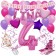 Personalisiertes Dekorations-Set mit Ballons zum 4. Geburtstag, Happy Birthday Pink, 38 Teile