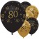 Black and Gold 80, Luftballons aus Latex zum 80. Geburtstag