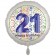 Luftballon aus Folie, Satin Luxe zum 21. Geburtstag, Rundballon weiß, 45 cm