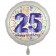 Luftballon aus Folie, Satin Luxe zum 25. Geburtstag, Rundballon weiß, 45 cm