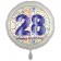Luftballon aus Folie, Satin Luxe zum 28. Geburtstag, Rundballon weiß, 45 cm