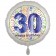 Luftballon aus Folie, Satin Luxe zum 30. Geburtstag, Rundballon weiß, 45 cm