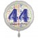 Luftballon aus Folie, Satin Luxe zum 44. Geburtstag, Rundballon weiß, 45 cm