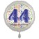 Luftballon aus Folie, Satin Luxe zum 44. Geburtstag, Rundballon weiß, 45 cm