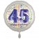 Luftballon aus Folie, Satin Luxe zum 45. Geburtstag, Rundballon weiß, 45 cm