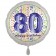 Luftballon aus Folie, Satin Luxe zum 80. Geburtstag, Rundballon weiß, 45 cm