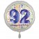 Luftballon aus Folie, Satin Luxe zum 92. Geburtstag, Rundballon weiß, 45 cm